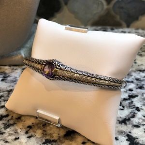 Amethyst Colored 2tone CZs Braided Design Bracelet